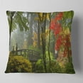 thumbnail image 2 of Designart Japanese Wooden Bridge in Fall - Photography Throw Pillow - 16x16, 2 of 5
