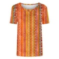 thumbnail image 4 of Floral Printed Tops for Women Summer Casual Crew Neck Short Sleeve Shirts Fashion Loose Pullover Basic Blouses (XL, Orange), 4 of 4