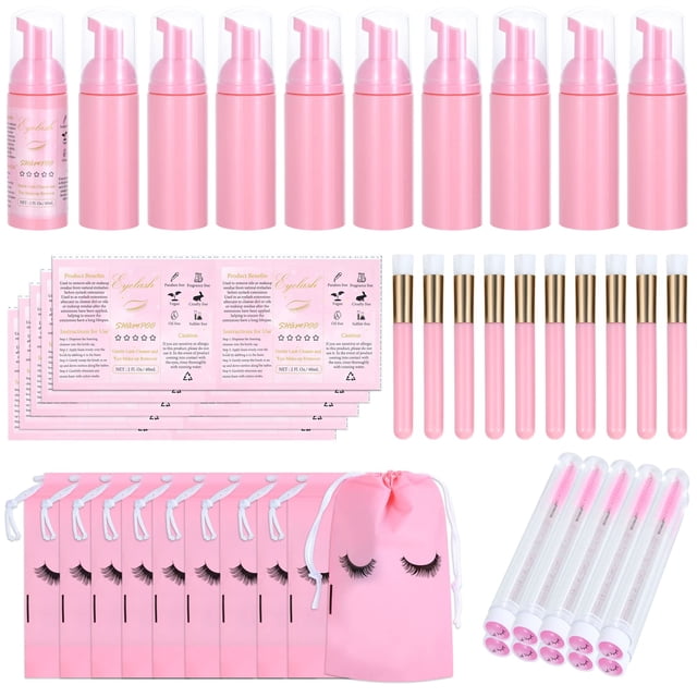 Juego de cepillos para botellas de champú para pestañas Tannova, 50 piezas (rosa)
