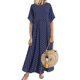 thumbnail image 4 of Vestido de mujer con estampado de puntos, ropa de verano, vestido de manga corta con cuello redondo, azul marino, 3XL kenally AP002159-20, 4 of 5