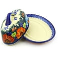 thumbnail image 2 of Polish Pottery 7¾-inch Butter Dish (Butterfly Splendor Theme) Signature UNIKAT Hand Painted in Boleslawiec, Poland + Certificate of Authenticity, 2 of 6