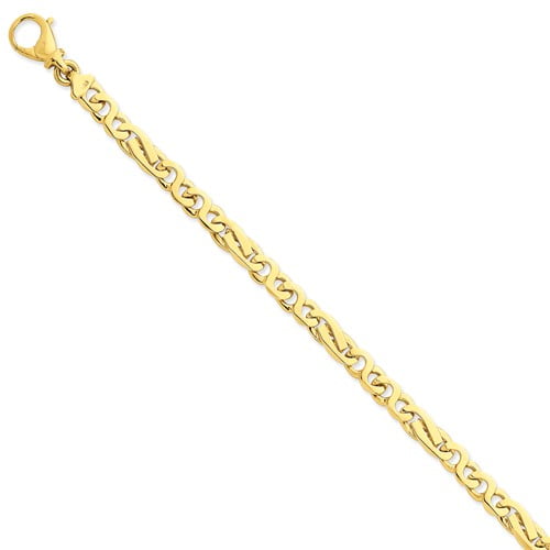 14k Yellow Gold 8.25in 6.5mm Hand Polished Fancy Mens Link Bracelet by Jewelrypot