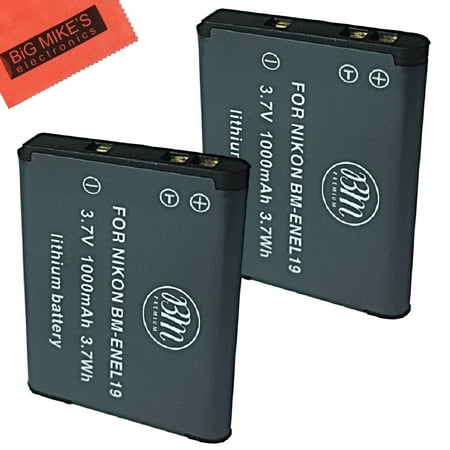 S4100 Pocket - BM Premium 2-Pack of EN-EL19, ENEL19 Batteries for Nikon Coolpix S32, S33, S100, S3100, S3200, S3300, S3500, S3600, S3700, S4100, S4200, S4300, S5200, S5300, S6400, S6500, S6800, S6900, S7000 Camera
