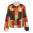 thumbnail image 5 of Jackets for Women Winter Coat Jackets Flannel Stand Collar Jacket(Modern Art Colorful Squares Geometric,Size:S-4XL), 5 of 7