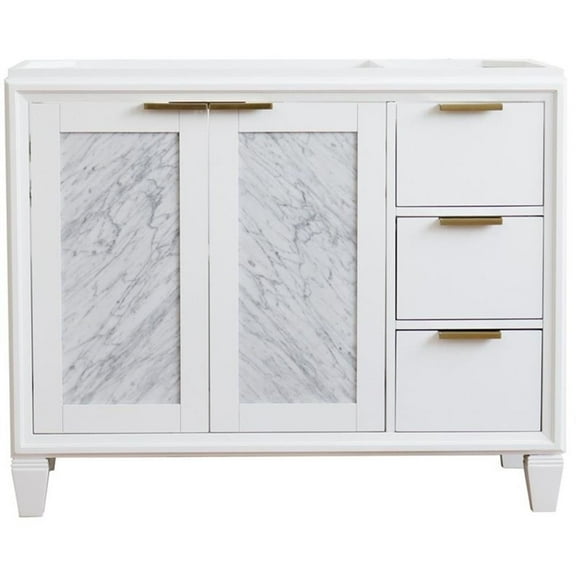 Trento 42" Single Sink Solid Wood Vanity with Left Door in White