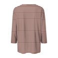 thumbnail image 4 of QUNYINEY Yellow Womens T Shirts Crew Neck Long Sleeve Casual Striped Tops Drop Shoulder Button Down Loose T-Shirts, 4 of 5