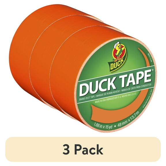 (3 pack) Color Duck Tape Brand Duct Tape, 1.88 in. x 15 yd., Neon Orange