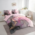 thumbnail image 3 of Castle Fairy Marble Watercolor 7-Piece Bedding Comforter Set,Grey Pink Golden King Bedding Sets,Stone Pattern Ultra Soft Bed Sheets,Breathable Stone Pattern Home Decor,Reversible, 3 of 8