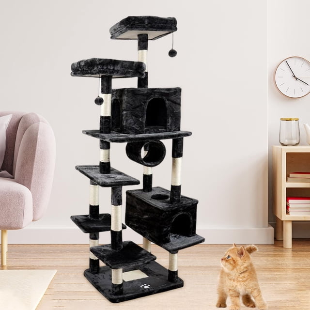 Rascador para gatos alto, Protector de muebles para árboles de escalada, juguetes colgantes, plataformas de visualización, juguete para rascar para Estilo E Fernando Poste rascador para gatos