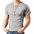 thumbnail image 6 of Aiyino Men's Short Sleeve Casual Fit Single Button Placket Plain Henley Top T Shirts,Gray, 6 of 6