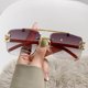 thumbnail image 1 of Gafas de sol con borde sin marco y diseño distintivo de leopardo con vetas de madera, gafas de sol con protección solar sin marco y doble haz, 1 of 6