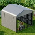 thumbnail image 5 of HOOBRO Outdoor Dog Kennel with Cover, 6.6 x 6.6 x 6.4 ft Dog Kennel Outside with Waterproof Roof and Rotating Feeding Bowls, Heavy-Duty Large Cage Enclosure, for Medium & Large Dogs, Black BK220GW03, 5 of 11