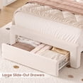 thumbnail image 4 of Hiphuta Twin Size Bed Frame with Storage Headboard and Drawer, Velvet Upholstered Platform Bed with RGB LED and Power Outlets, White, 4 of 9