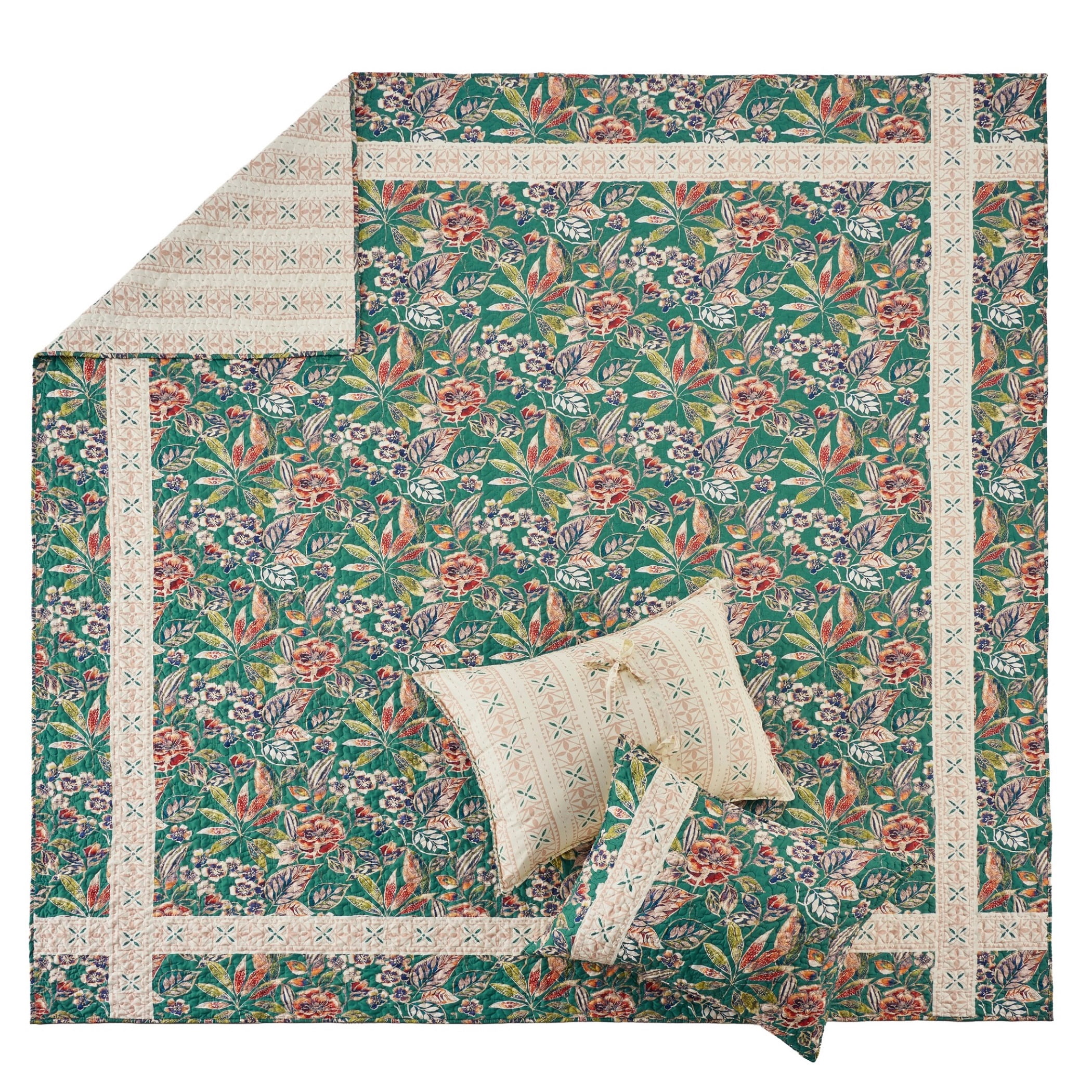 Greenland Home Fashions Kaia Polynesian Garden Tropical Quilt Set, 3-Piece King/Cal King, Adult