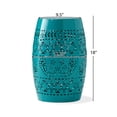 thumbnail image 2 of Indoor Outdoor 1-Piece Side Table 12 Inch Iron Round End Table With Floral Cutout Design Teal For Patio Balcony Living Room, 2 of 6