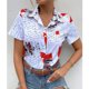 thumbnail image 2 of Camisa informal de temperamento con estampado floral de manga corta elegante y cómoda con cuello en V para mujer OAVQHLG3B Store lin121212, 2 of 5