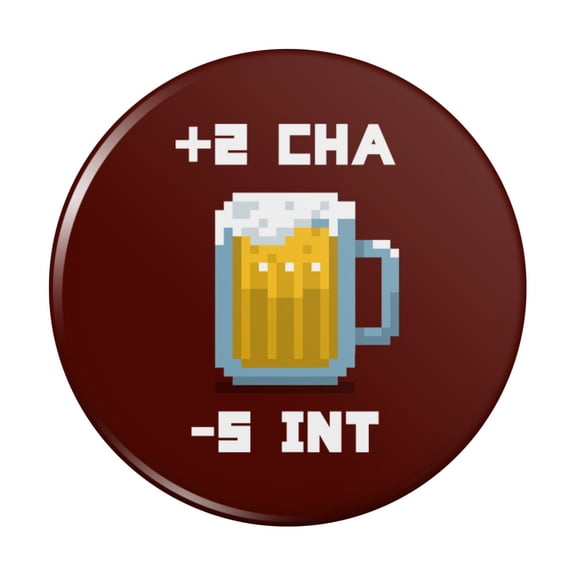 8-Bit Pixel Retro Beer Charisma Buff Gamer Game Kitchen Refrigerator Locker Button Magnet