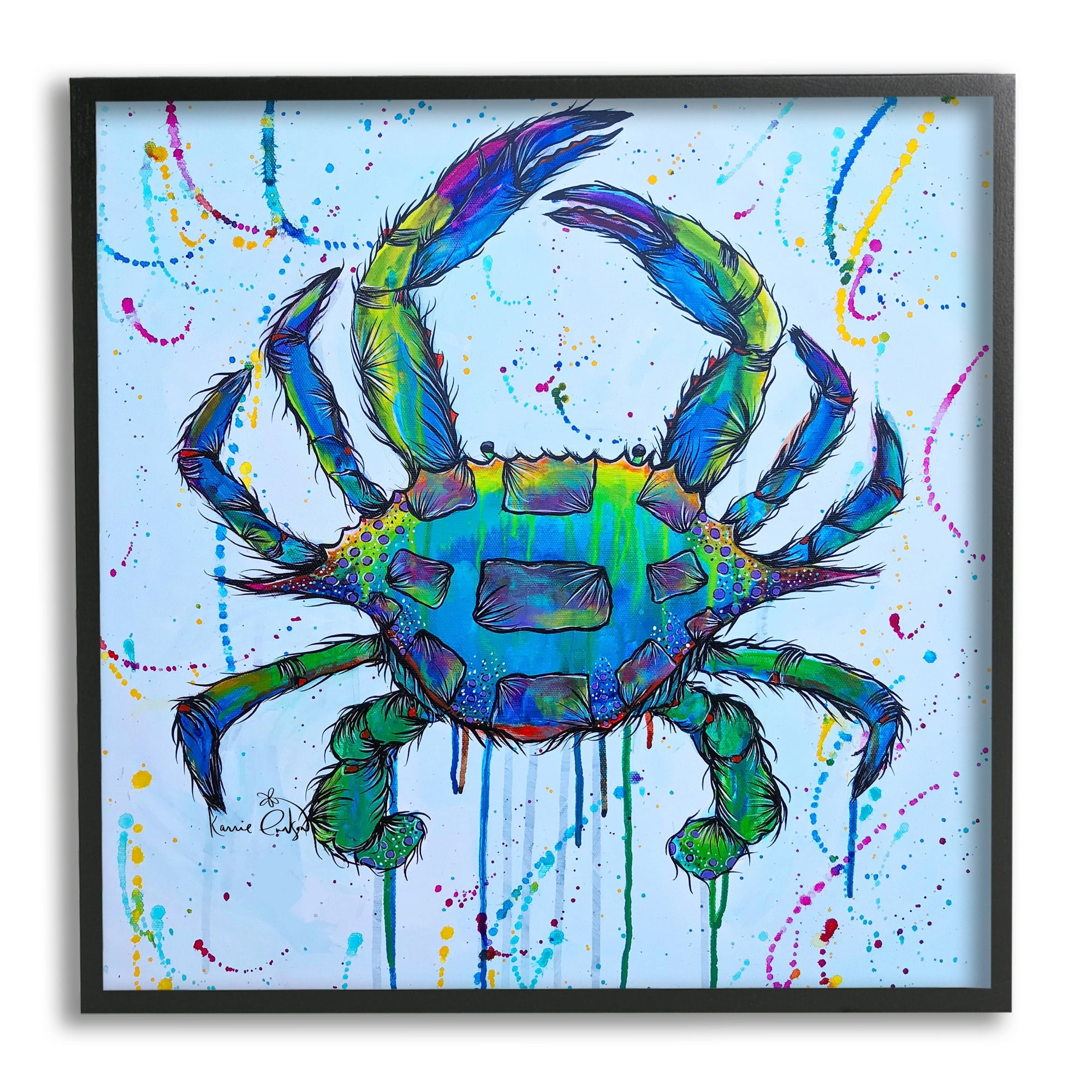 Stupell Industries Street Style Crab Paint Splatter Urban Design Painting Gray Framed Art Print Wall Art, Design by Karrie Evenson