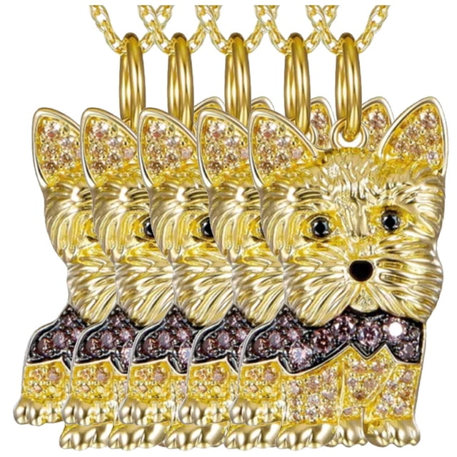 Collares para Regalar DogNeck10 5Pzas Yorkshire Dorado Metal Cadena y Dije High Monaco MXOEK-005