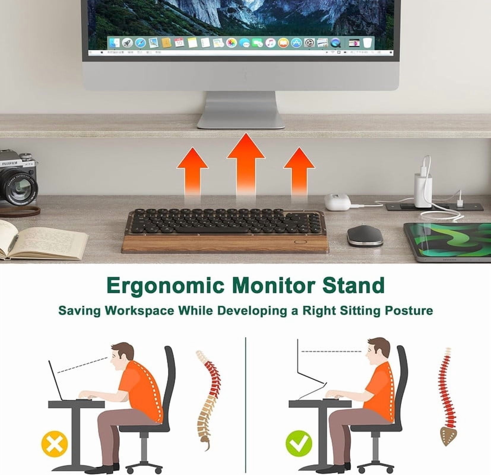 Someet L-Shaped Office Desk with Power Outlets and Lockers, Modern Simple Style 66" Computer Desk with Monitor Stand, Gray