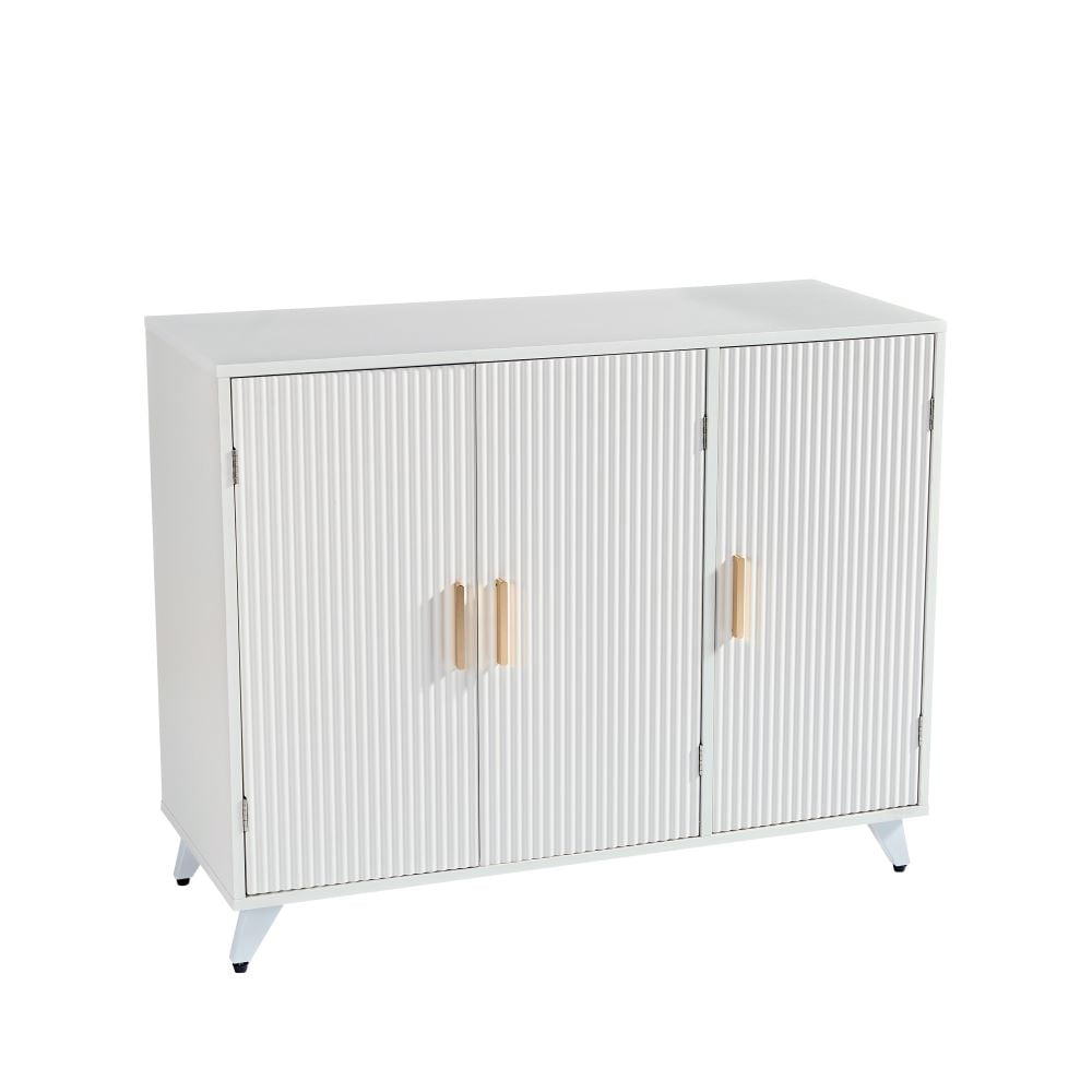 Kadyn Sideboard with Wavy Texture Buffet Cabinet, White Accent Cabinet with Door, Modern Bookcase for Kitchen Living room, Entrance Way