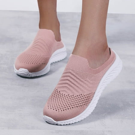 

Christmas Womens Shoes Solid Color Casual Shoes Mesh Hollow Breathable Fashion Flat No Heel Sport Shoes