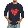 thumbnail image 2 of Jinhomg Mens Heart Graphic Tees Cute Valentine's Day Themed T-Shirts Big and Tall Casual Comfy 3/4 Sleeve Crew Neck Tops 2025 Holiday Gifts Navy XXL, 2 of 5