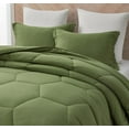 thumbnail image 3 of Chezmoi Collection Vero Olive Green Comforter Set King Size 3-Piece Fluffy Soft Lightweight Bedding Honeycomb Geometric Stone-Washed Microfiber Comforter Set for All Season, 3 of 9