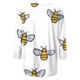 thumbnail image 4 of Lorytime 3/4 Length Sleeve Women's Shirts Plus Size Tunic Bee Festival Tops Casual Crew Neck Shirts Cute Honey Bee Print T Shirts 2025 Trendy Spring Summer Ladies Tops Loose Outfits Pullover White S, 4 of 5