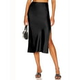 thumbnail image 4 of Falda para Mujer, de Satén de Seda, Elástica, de Cintura Alta, Estilo Informal, de Guepardo. Negro L, 4 of 6
