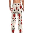 thumbnail image 6 of Men's Pajama Pants with Pockets Sleepwear Lounge Pants Stretch Casual Black Red Ladybird Polka Dot, 6 of 6
