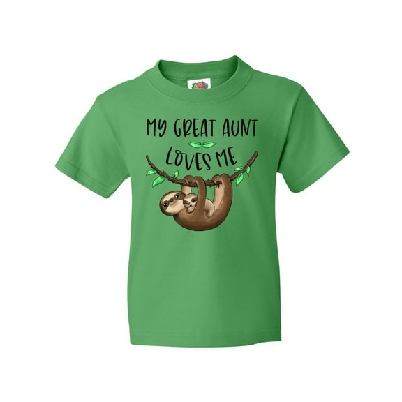 Inktastic My Great Aunt Loves Me Cute Sloth and Baby Youth T-Shirt