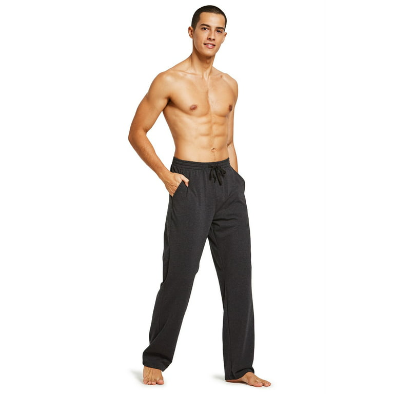BALEAF Men's Cotton Yoga Sweatpants Open Bottom Joggers Straight Leg  Running Cas