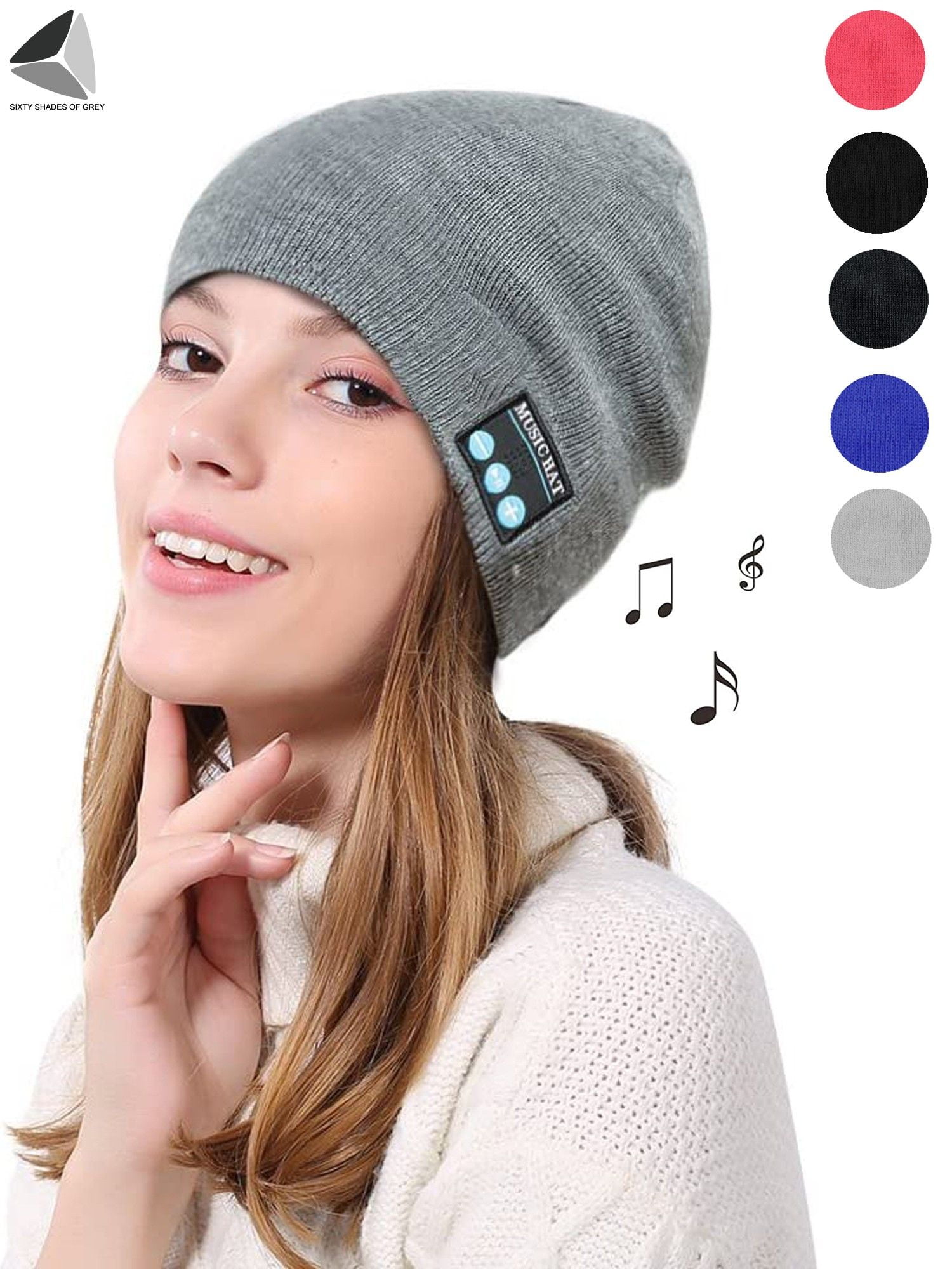 Awatty Bluetooth Beanie Hat V5.0 with Speakers Wireless Music Headset Winter Knit Running Cap Washable Bluetooth Stereo Headphone for Men Women Mom Her Teens Boys Girls Black