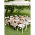 thumbnail image 4 of Outdoor Tablecloth with Umbrella Hole for Patio/Picnic/Party/Camping, Farmhouse Rooster Waterproof Table Cloth Rectangle Table Cover Washable, Vintage Watercolor Flowers Wood Grain (60"x 102"), 4 of 8