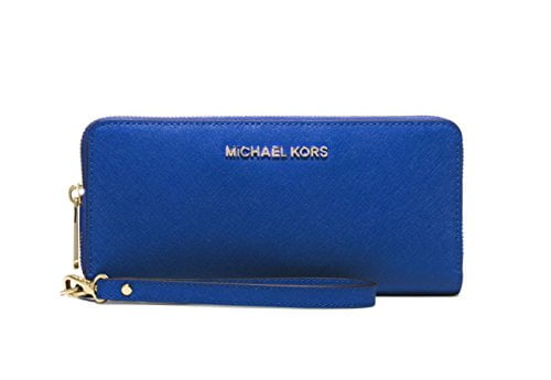 mk continental wallet blue