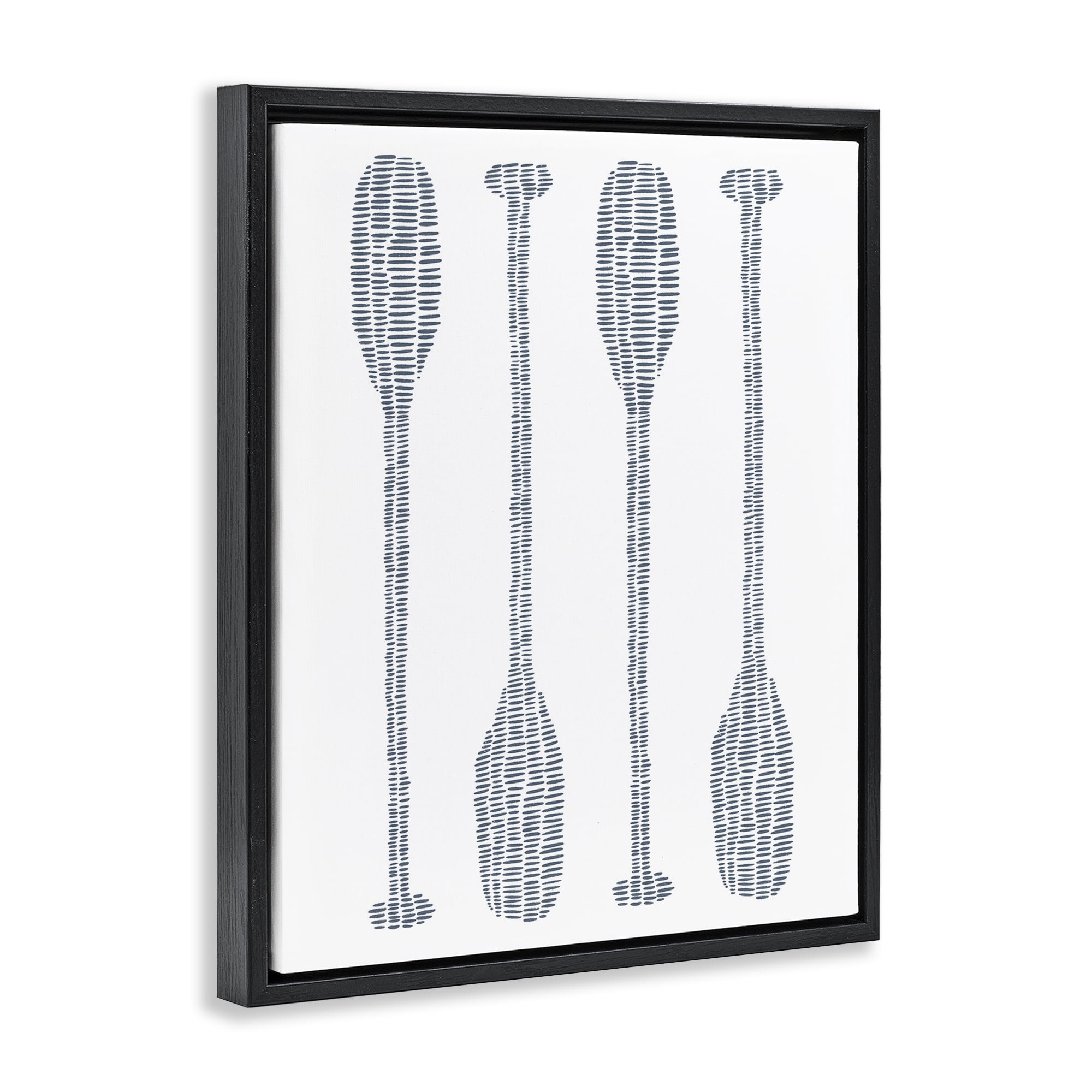 Stupell Industries Minimal Boat Oars Coastal Painting Black Floater Framed Canvas Art Print Wall Art, 25 x 31