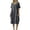 Gray, variant on Antinious Ladies Summer Solid Round Neck Short Sleeve Ruffle Hem Elegant Casual Long Dress