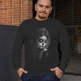 thumbnail image 4 of Sugar Skull Lace Long Sleeve T-shirt Black White Day of the Dead Gothic Beauty Monochrome Dia de Los Muertos Elegant, 4 of 7