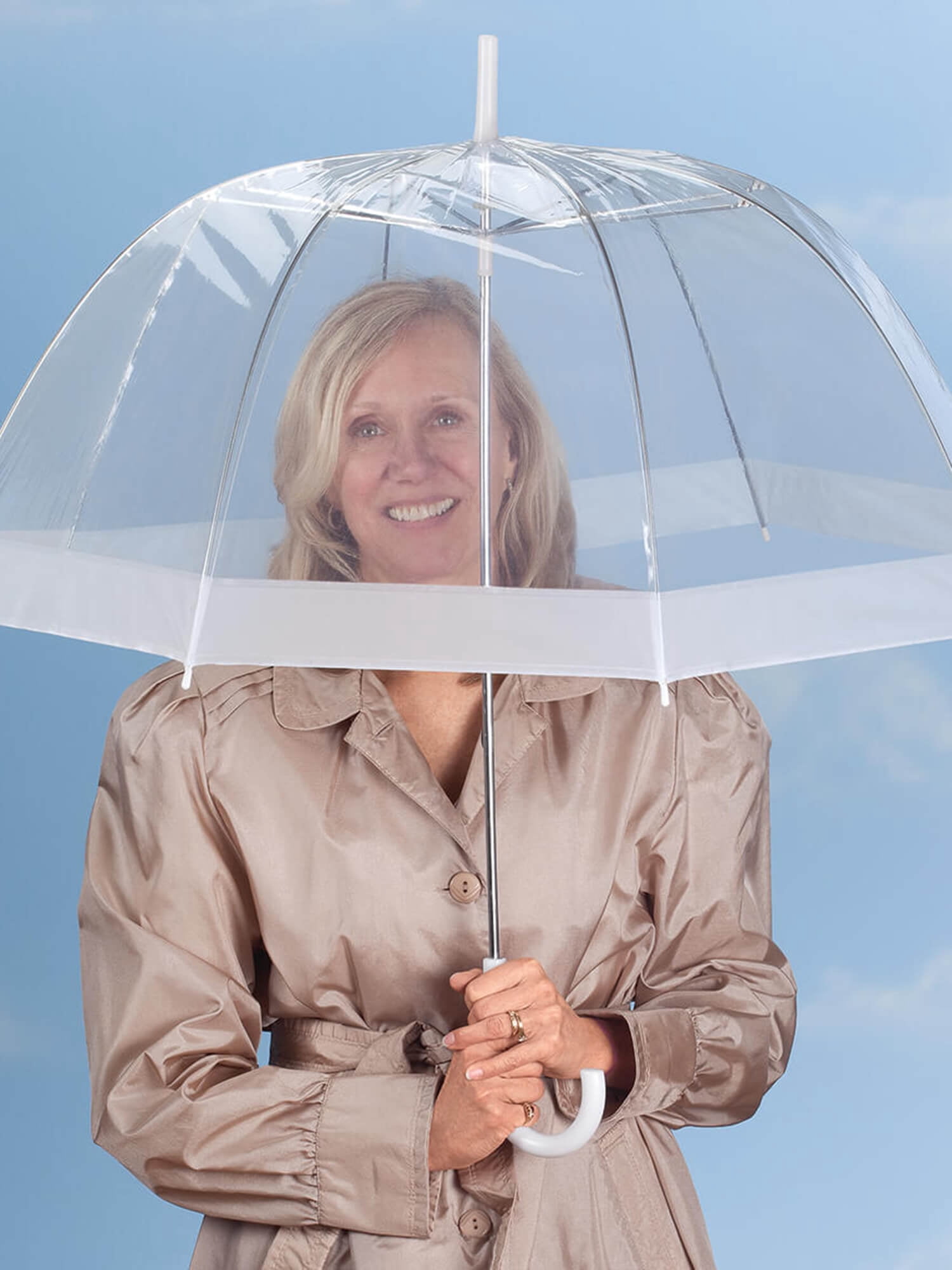 Clear Dome Umbrella, Durable Wind-Resistant Umbrella with Sturdy Bubble Design, Dome Canopy 29” Diameter, Set of 2