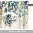 thumbnail image 6 of Blue Teal Botanical Kitchen Curtain Valances for Windows Farmhouse Short Curtains, Weeping Fall Eucalyptus Leaves Rustic Rod Pocket Valance Curtain for Bedroom Cafe Living Room, 6 of 8