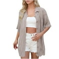 thumbnail image 2 of JMKQLZ Mode Décontractée pour Hommes Cardigan à Col Rabattu Boutonné Manches Courtes Pull Tricoté, 2 of 4