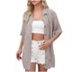 thumbnail image 1 of Manga Corta Cardigan Botón de Solapa Suelto de Punto Suéter Superior, Casual Cardigan de Manga Corta para las Mujeres Capa de Moda, 1 of 4