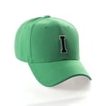 thumbnail image 1 of Classic 3D Raised Initial Letters A to Z Structured Baseball Hat Cap Adjustable, Green Hat White Black Letter I, 1 of 4