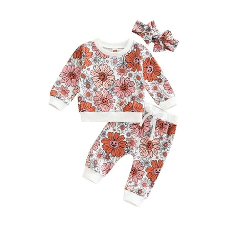 

Bagilaanoe 2Pcs Toddler Baby Girl Halloween Outfits Pumpkin Flower Print Long Sleeve Pullover Tops Trousers 3M 6M 9M 12M 18M 24M 3T Infant Fall Long Pants Set