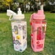 thumbnail image 2 of Kawaii Water Bottle with Straw 3D Cute Bear Sticker Free Plastic Square Sippy Cup Poratable Drinkware 700ml, 2 of 5