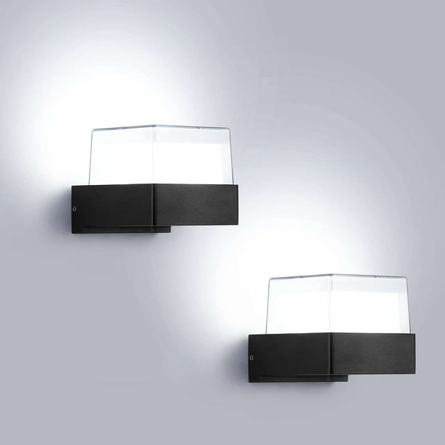 2 apliques de pared para exteriores, 10 W x 2, iluminación exterior, resistente al agua, IP65, luz de aluminio acrílico para patio, jardines, patio, terraza, pasillo, camino, mini luz para exteriores JAMW Sencillez