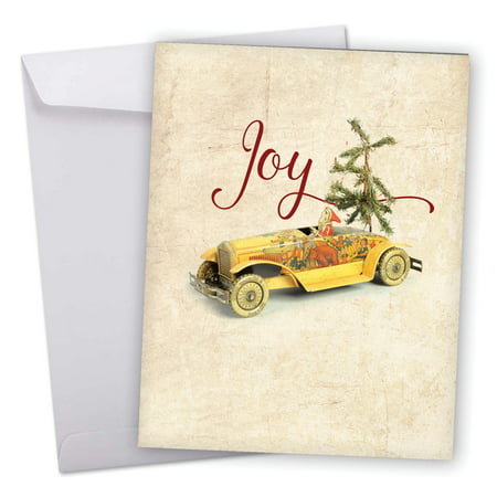 J6719IXSG Jumbo Merry Christmas Card: 'Antiquities' Featuring a Classical Christmas Toy and Holiday Greeting Greeting Card with Envelope by The Best Card
