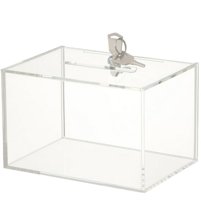 Transparent Donation Box Suggestion Box with Lock Complain Letter Box Donation Box