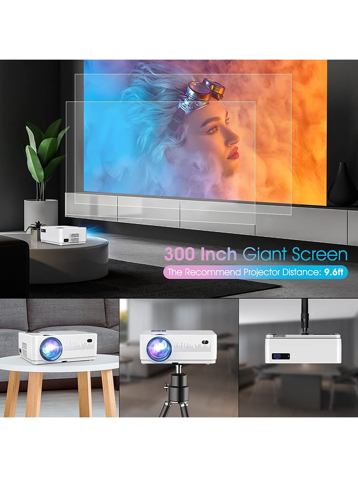 DBPOWER L23 1080P Video Projector - White